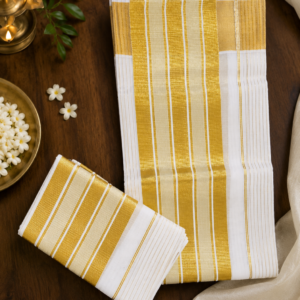 Pure Handloom Kerala Double Kasavu Set Mundu