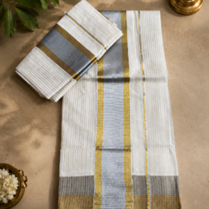 Silver Kasavu Handloom Set Mundu