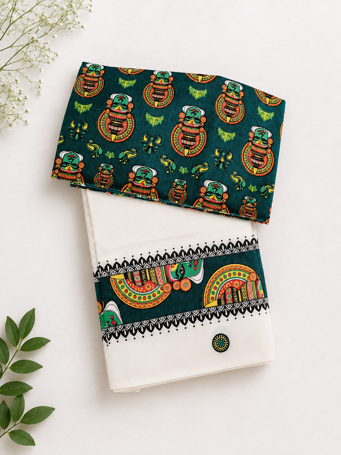Kerala Saree Set with Kathakali Print | Saarikkada